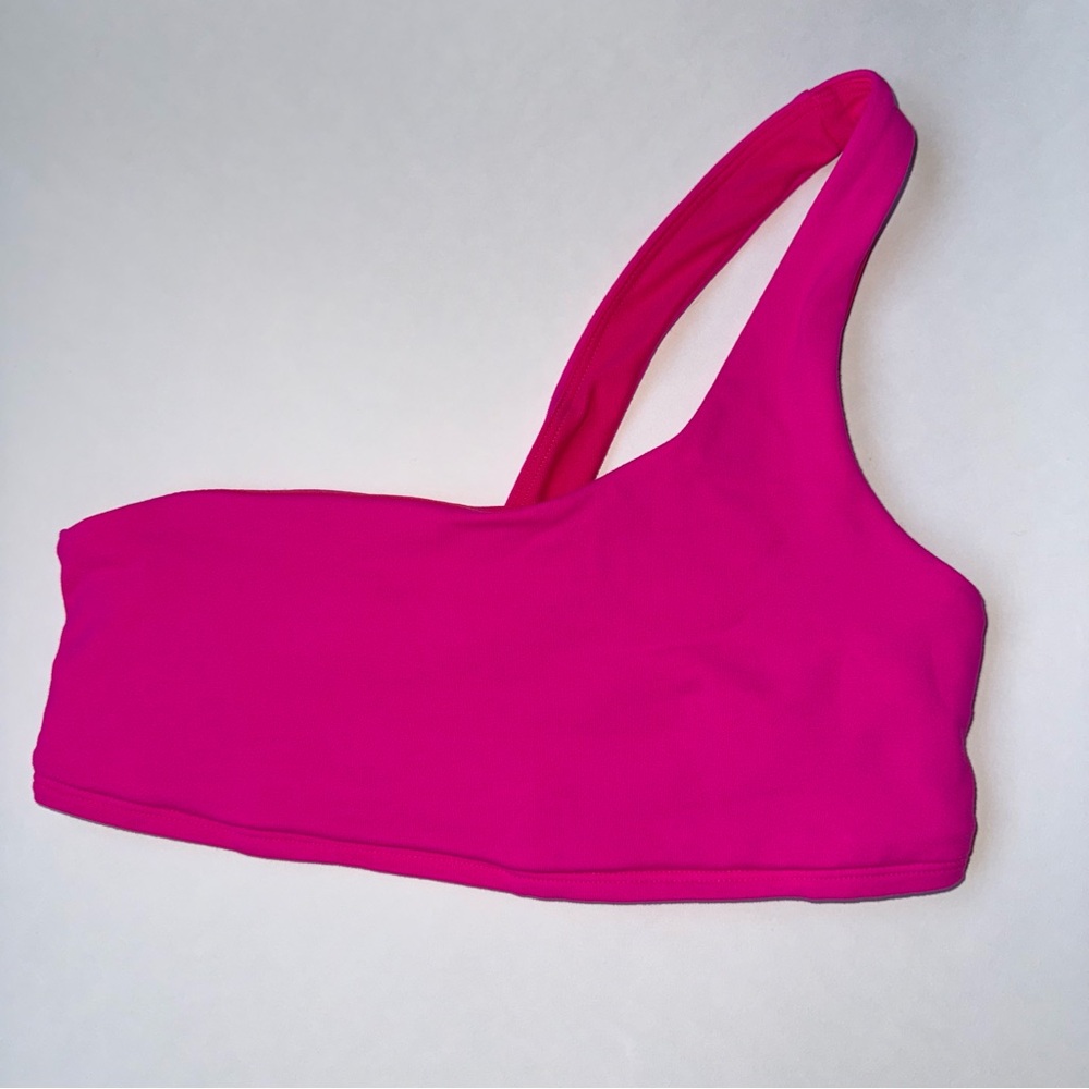 Alo Yoga One Shoulder Asymmetrical Bra Top Hot Pink Sz Small Bright Activewear